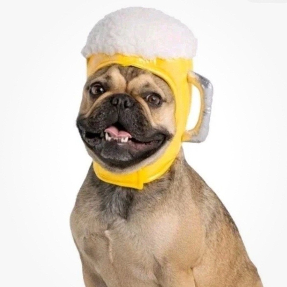 NWT Thrills & Chills Beer Mug Headpiece Pet Costume Hat Plush L/XL Dog Halloween